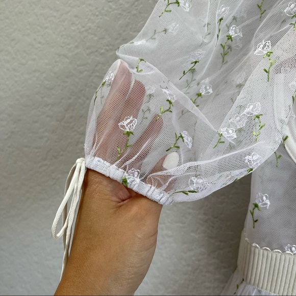 For Love & Lemons Frescia Dress White Lace Floral Size XS - Picture 8 of 9